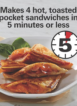 Hamilton Beach Electric Sealed Sandwich Maker Grill with PFAS-Free Nonstick Plates, Makes Stuffed French Toast, Omelets, Compact & Easy to Store, Black (25430G)