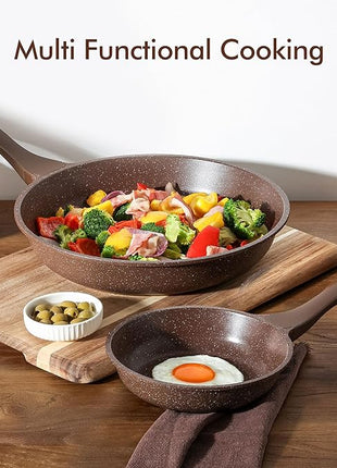 SENSARTE Nonstick Frying Pan Skillet, Non Stick Omelette Pan, Healthy Stone Cookware Chef's Pan PFOA Free, Toffee Brown (8 Inch)