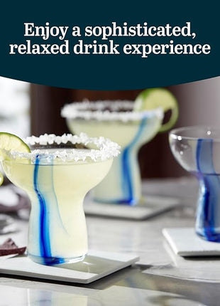 Libbey Blue Ribbon Stemless Margarita Glasses, Shallow Bowl Lightweight Margarita Glasses Set of 6, Margarita Set for Parties