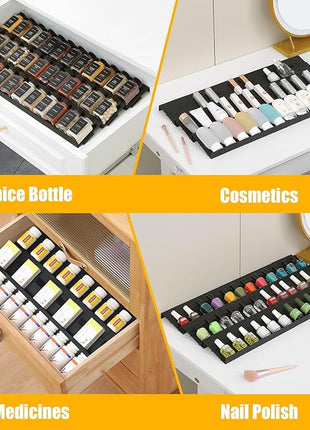 Famhap Spice Drawer Organizer, 24PCS Interlocking Expandable Seasoning Rack Tray Insert for Kitchen Drawers, Spice Rack Drawer for Spice Jars