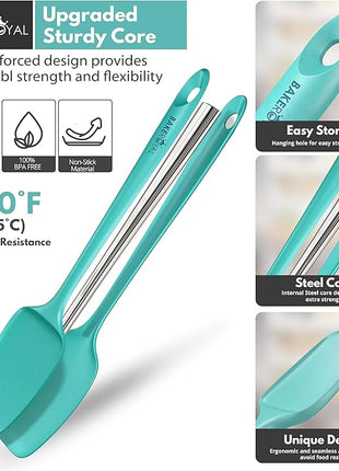 Silicone Spatula Set - 4-Piece Rubber Spatulas Silicone Heat Resistant 600°F for Everyday Task - Seamless Design Kitchen Spatulas for Nonstick Cookware - Aqua