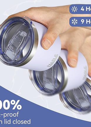 HASLE OUTFITTERS 10oz Insulated Tumblers with Lid and Straw,Stainless Steel Tumbler Travel Coffee Mug,Double Wall Reusable Tumbler Cup for Iced and Hot Drinks(White,6 Pack)