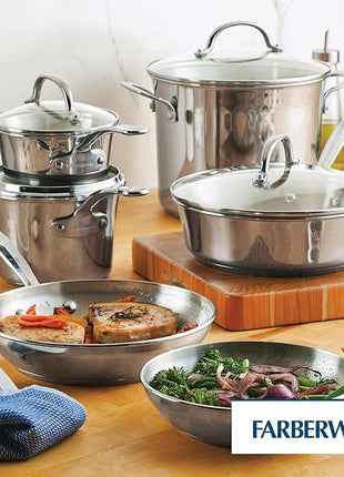 Farberware Millennium Stainless Steel Cookware Pots and Pans Set, 10 Piece