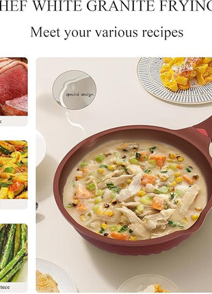 Vinchef Nonstick Toxin-Free Ceramic Cookware Deep Frying Pan Saute Pan with Lid, 12in/5.5Qt Fry Pan, German 3C+ Ceramic Coating Technology, Heat Indicator, Induction Compatible