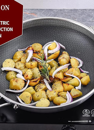 LOLYKITCH Frying Pan Set Nonstick, 8/10/12 Inch Stainless Steel Cookware Set Skillet with Detachable Handle, Induction & Oven Safe, Professional Non-Toxic PFOA Free Pans for Everyday Cooking