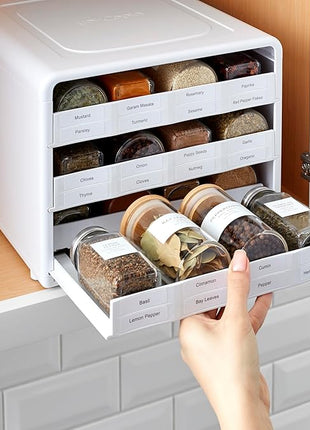 YouCopia SpiceStack Adjustable Spice Rack Organizer, Pull-Down 24-Bottle Seasonings and Spices Holder for Kitchen Cabinet and Pantry Organization with 104 Included Labels