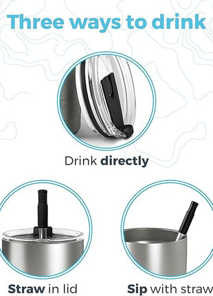 Arctic Tumblers | 20 oz Matte Black Insulated Tumbler with Straw & Cleaner - Retains Temperature up to 24hrs - Non-Spill Splash Proof Lid, Double Wall Vacuum Technology, BPA Free & Built to Last