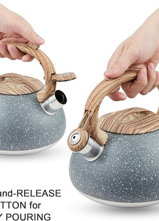 s-p Whistling Tea Kettle Stainless Steel Teapot,Teakettle for Stovetop Induction Stove Top,Fast Boiling Heat Water Tea Pot 2.2 Quart(Gray)