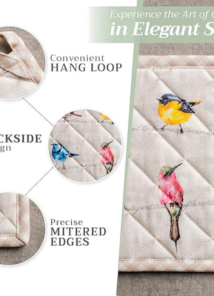 Maison d' Hermine Birdies On Wire 100% Cotton Pot Holder, 8 - inch by 8 - inch.