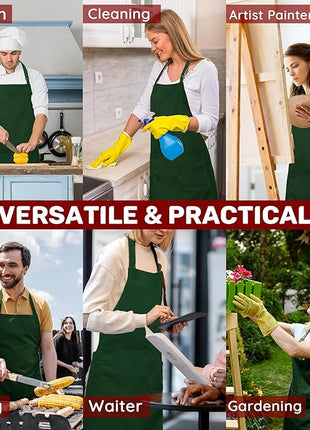 2 Pcs Plus Size Chef Apron, Unisex Professional Apron with 2 Pockets for Cooking, Work, Baking (Larger Size)