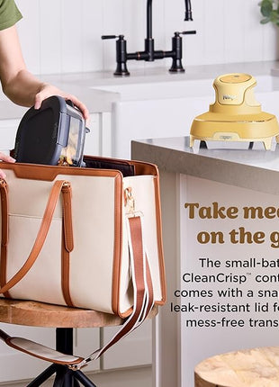 Ninja | Air Fryer | Crispi 4-in-1 Portable Cooking System | 4QT & 6 Cup Glass Containers, Crisper Plates & Storage Lids Included | Microwave, Freezer & Dishwasher Safe | Ginger Snap | FN101GD