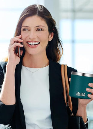 HASLE OUTFITTERS 10oz Insulated Tumblers with Lid and Straw,Stainless Steel Tumbler Travel Coffee Mug,Double Wall Reusable Tumbler Cup for Iced and Hot Drinks(Dark Green,12 Pack)