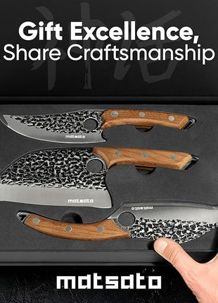 Matsato Knife Set 3-Piece Kitchen Knives, Cooking Chef Knife Set, Cleaver, Kitchen And Chef Cutting and Chopping Knives Sets Juego De Cuchillos Para Cocina