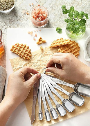 Spring Chef Stainless Steel Measuring Cups & Spoons Set of 20 with Leveler, Nesting 7 Metal Measuring Cups & 13 Spoons for Dry & Liquid Ingredients, Dishwasher Safe Kitchen Tools for Cooking & Baking