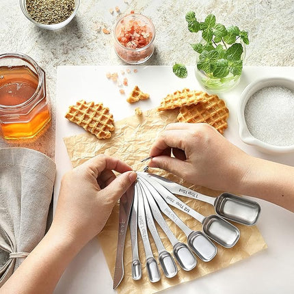 Spring Chef Stainless Steel Measuring Spoons Set of 13 with Leveler, Metal Teaspoon & Tablespoon Measuring Spoons for Cooking & Baking, Fits in Spice Jars, Kitchen Gadgets for Dry & Liquid Ingredients