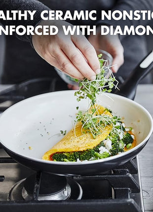 GreenPan Rio Healthy Ceramic Nonstick 10" Frying Pan Skillet, PFAS-Free, Dishwasher Safe, Black