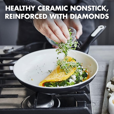 GreenPan Rio Healthy Ceramic Nonstick 10" Frying Pan Skillet, PFAS-Free, Dishwasher Safe, Black