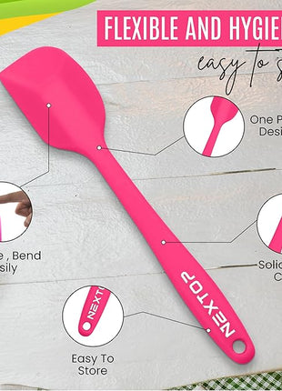 NEXTOP Silicone Spatula 8 Piece Set, Heat-Resistant Non-stick Rubber Spatulas Heat Resistant Seamless One Piece Design Non-Stick Flexible Scrapers Baking Mixing (8.3" Inches)