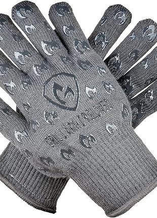 Oven Gloves with Fingers - 932°F Extreme Heat Proof and Cut Resistant Mitts for Kitchen, BBQ, Grill, Baking, Fire Pit - EN407 Certified with Non-Slip Silicone Grip and Cotton Lined for Comfort