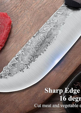 DRAGON RIOT Hand Forged Butcher Knife Cleaver 7.5 Inch High Carbon Steel Meat and Vegetable Cleaver Knife Full Tang Sharp Chef Knife for Kitchen Camping and BBQ