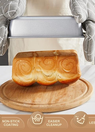 HONGBAKE Bakeware Sets, Baking Pans Set, Nonstick Oven Pan for Kitchen with Wider Grips, 10-Piece Including Rack, Cookie Sheet, Cake Pans, Loaf Pan, Muffin Pan, Pizza Pan - Sliver