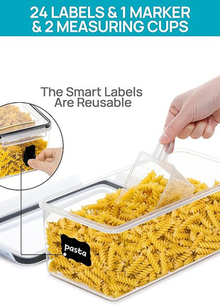 Vtopmart Airtight Food Storage Containers with Lids 4PCS Set 3.2L, Plastic Spaghetti Canisters for Pasta organizer, BPA Free Air Tight Kitchen Pantry Organization