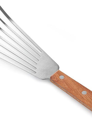 New Star Foodservice 43068 Wood Handle Fish Spatula, 6.5" Blade, Silver