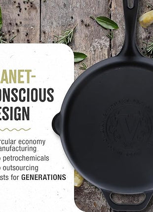 Victoria 12-Inch Cast Iron Skillet, Pre-Seasoned Cast-Iron Frying Pan with Long Handle, Made in Colombia