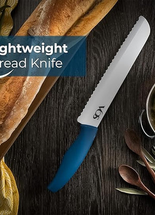 Vos Ceramic Knife with Peeler, Ceramic Knives Set For Kitchen, Ultra Sharp Kitchen Knife Set with Covers, 4"5"6"7"8" Paring, Chef Knife, Santoku & 2 more, Lightweight, Dishwasher safe (Multi-Color)