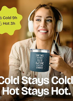 Gifts for Coworkers Friends - Sometimes You Forget Your Awesome Gifts for Coworkers Birthday Navy 14 Ounce Coffee Mugs for Women Coffee Tumbler Funny Birthday Mothers Day from Friends