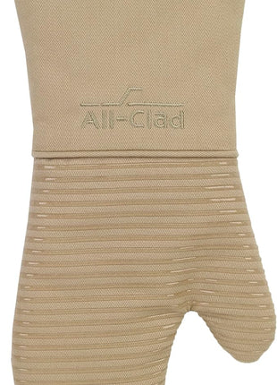 All-Clad Premium Silicone Oven Mitt: Heat Resistant to 500 Degrees - 100% Cotton & Silicone, 14"x7" Pot Holder for Kitchen and Barbeque, (1-Pack), Cappuccino