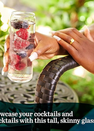 Libbey Classic Slim Beer Can Glasses, 12.5 oz Tall Drinking Glasses Set of 6, Space-Saving, and Versatile Thin Glassware for Cocktails, and Mocktails