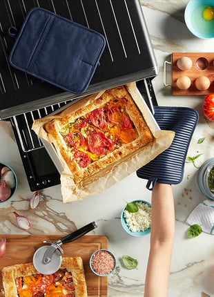 KitchenAid Ribbed Soft Silicone Pot Holder 2-Pack Set, Ink Blue, 7"x9"