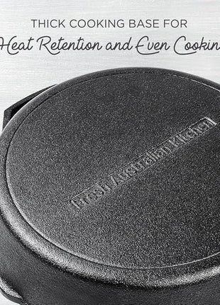 Fresh Australian Kitchen 12" Cast Iron Skillets Nonstick - Pre Seasoned Frying Pan Cookware Pan for Cooking