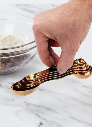 Progressive International Magnetic Measuring Spoons, Set of 5 – Black, Easy to Store with Magnetic Design (Rose Gold)