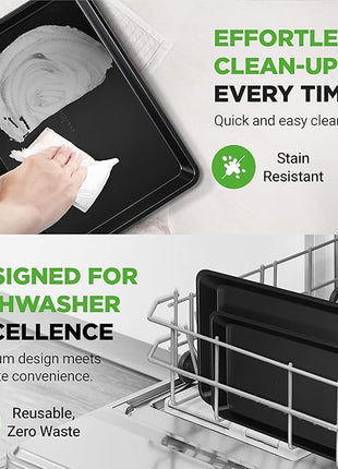 NutriChef 2-Piece Baking Sheet Non Stick - Premium Carbon Steel Cookie Sheets for Baking - Large and Medium Baking Trays for Oven - Black