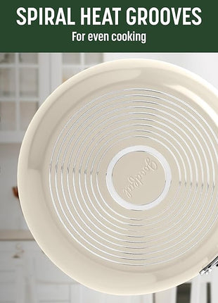 Goodful Ceramic Nonstick Pots and Pans Set, Premium Ceramic Coating Made without PFOA, PTFE or PFAS, Dishwasher Safe, 12-Piece, Cream