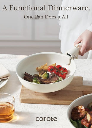 CAROTE 17pcs Pots and Pans Set, Nonstick Cookware Set Detachable Handle, Induction Kitchen Cookware Sets Non Stick with Removable Handle, RV Cookware Set, Oven Safe