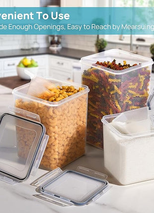 Vtopmart 10 PCS Flour and Sugar Storage Container, Large Airtight Food Canisters with Lids for Kitchen, Pantry Organization, BPA Free, Black