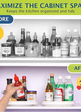 Lazy Susan Turntable, Set of 4, 12 Inch Non-Skid Lazy Susan Organizer for Cabinet, Pantry Organization, Kitchen Storage, Bathroom Sink Cabinet, Refrigerator, Countertop, Spice Rack (4 Pack 12 in)