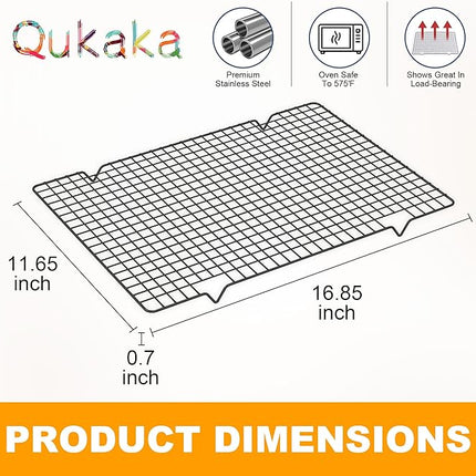 2PCS Cooling Racks for Cooking and Baking -11.65''x16.85''Heavy Duty Stainless Steel Wire Rack for Baking, Grilling, Roasting - Oven & Dishwasher Safe - Fits Half Sheet Pan（Black）