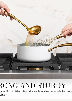 Styled Settings Black and Gold Kitchen Utensils Set - 15-Piece Nonstick BPA-Free Silicone Cooking Tools with Measuring Cups and Spoons - Luxury Kitchen Accessories for Stylish Cooking and Baking