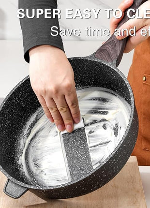 Kordisen Nonstick Deep Frying Pan with Lid, 10 Inch Non Stick Skillet, Saute Pan for Cooking, Healthy Induction Cookware, PFOA Free