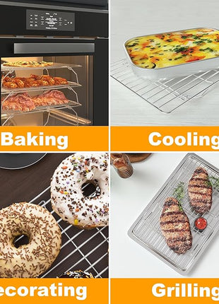 3 Tier Stackable Cooling Rack for Batch Cooling Cookie, Pizza, Cake-15.8”x 10”- Heavy Duty Cooling Racks for Cooking and Baking, Oven and Dishwasher Safe Baking Supplies-Silver