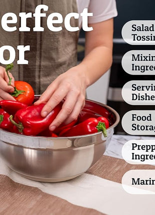 Priority Chef Stainless Steel Mixing Bowls with Lids Set - Premium 30Pcs with 6pc Metal Bowl Set for Kitchen, 3 Graters, Airtight Lids, Non-Slip Bases & Silicone Utensils, Khaki