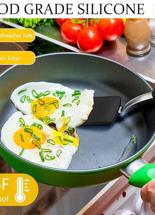 Silicone Cookie Spatula Turner 2 Pack Mini Brownie Spatula Flexible Kitchen Small Silicone Turner for Nonstick Cookware Heat Resistant No Scratch Flipper for Egg Pancake(Black, Grey)