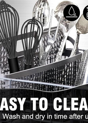 Walfos Silicone Whisk,7+9in Mini Whisk,BPA Free,Small Whisks for Non-Scratch,Heat Resistant (450°F) Nice for stirring individual eggs and mixing small amounts of powder and sauce.Dishwasher Safe.Black