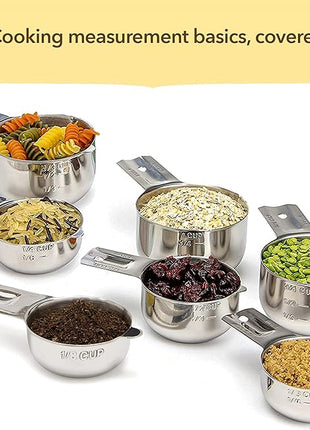 Simply Gourmet Measuring Cups Set of 7, Stackable, 304 Premium Stainless Steel, Kitchen Gadgets for Measure Liquid and Dry Ingredients, Cooking & Baking