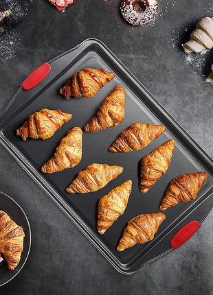 Eatex Nonstick Bakeware Sets with Baking Pans Set, 39 Piece Baking Set with Muffin Pan, Cake Pan & Cookie Sheets for Baking Nonstick Set, Steel Baking Sheets for Oven with Red Kitchen Utensils Set