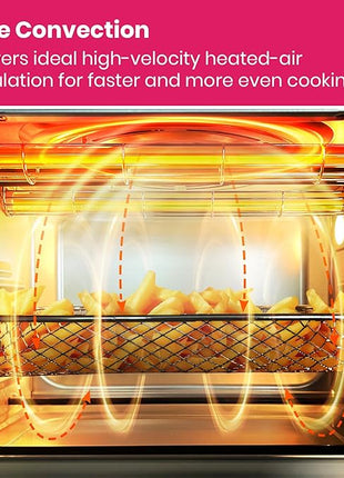 VAL CUCINA Limited Edition Happy Pink Infrared Heating Air Fryer Toaster Oven, Extra Large Countertop Convection Oven 10-in-1 Combo, 6-Slice Toast, Enamel Baking Pan Easy Clean with Recipe Book